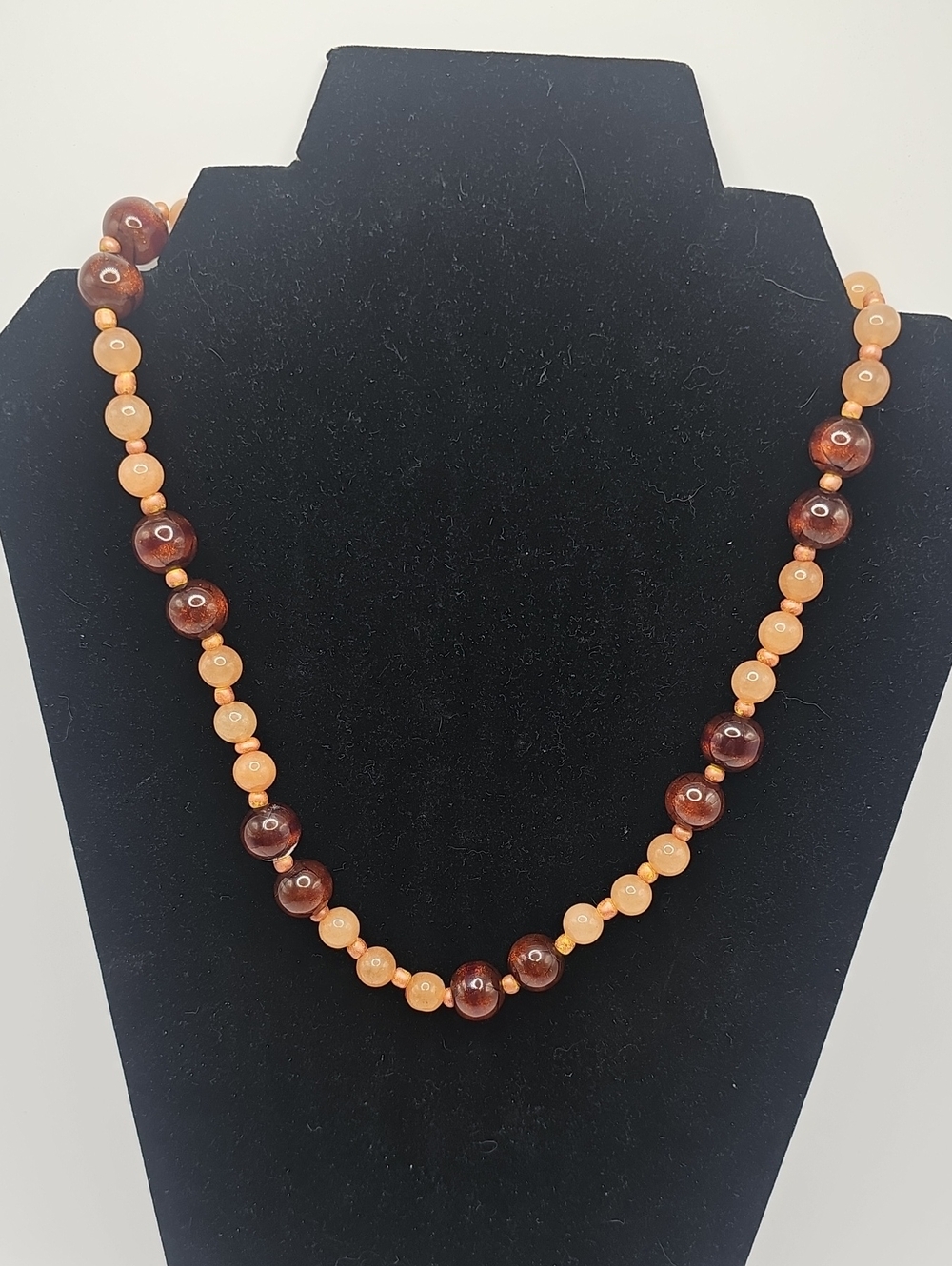 Handcrafted Orange and Brown Beaded Women's Necklace
